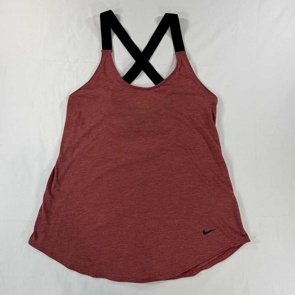 Nike Womens Dry Elastika Training Tank Top Red Heather Open Back AO9791-661 S